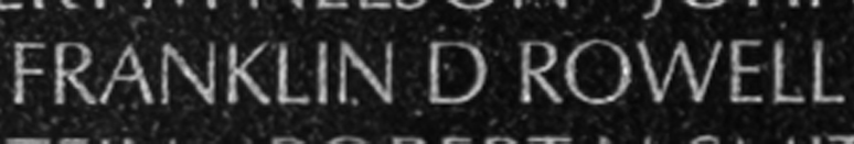 Sergeant Major Franklin Delano Rowell's name inscribed on The Wall